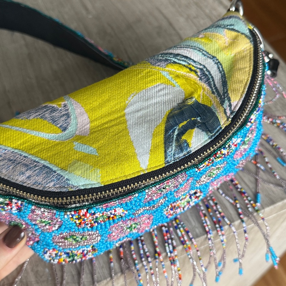 Amora Studio Hand Beaded Crossbody Bag with Fringe - Picture 5 of 8
